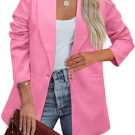 Damen Eleganter Freizeitblazer mit lässigem Schnitt und zwei Taschen WW