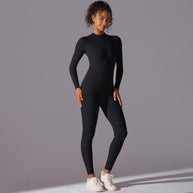 Damen Sportlicher Ganzkörperanzug mit Reißverschluss und elastischem Tragegefühl WW