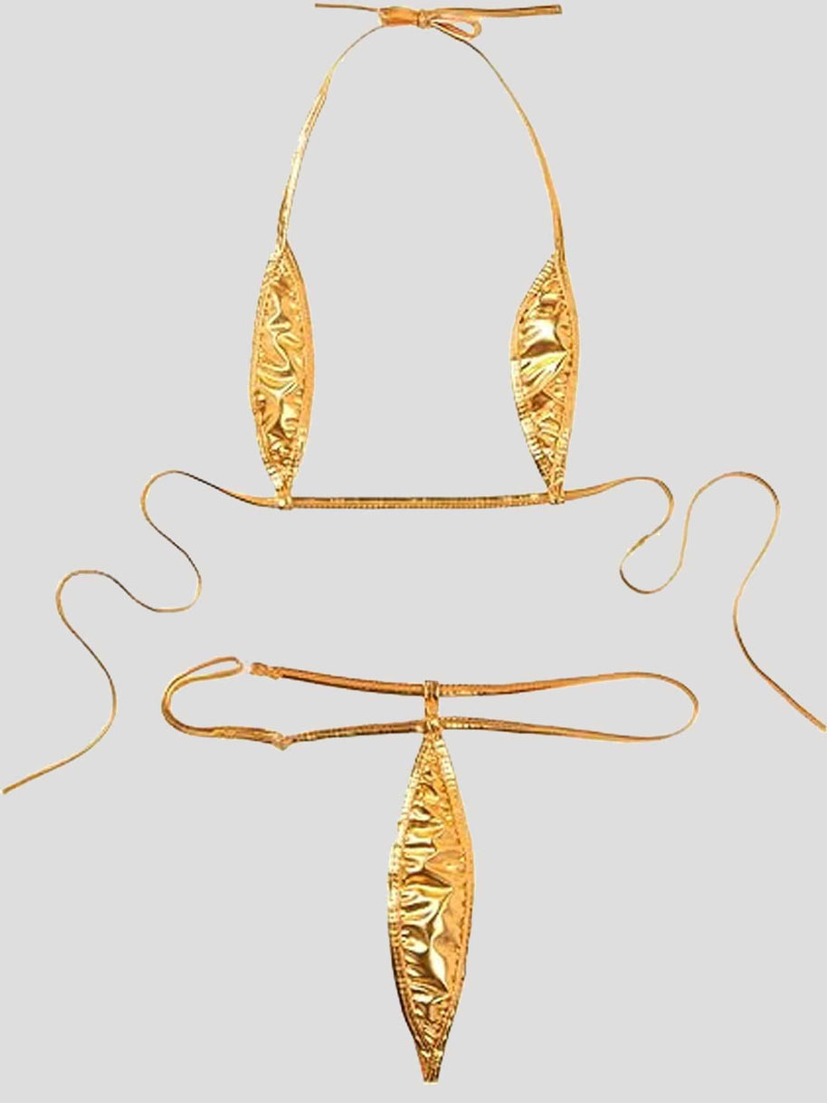 Damen Bikini-Set mit glänzendem Design und verstellbaren Trägern W&W