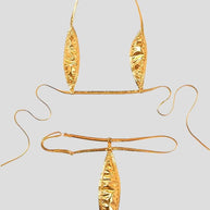 Damen Bikini-Set mit glänzendem Design und verstellbaren Trägern W&W