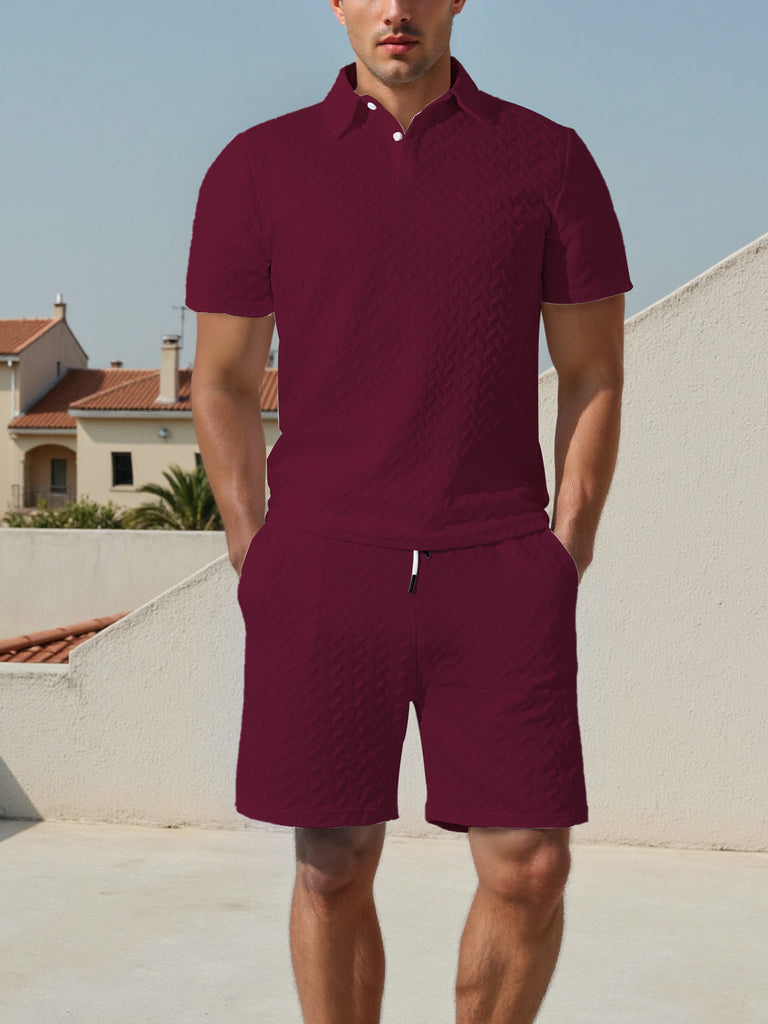 Herren Polo-Shirt und Shorts Set mit atmungsaktivem Design und elastischem Bund WW