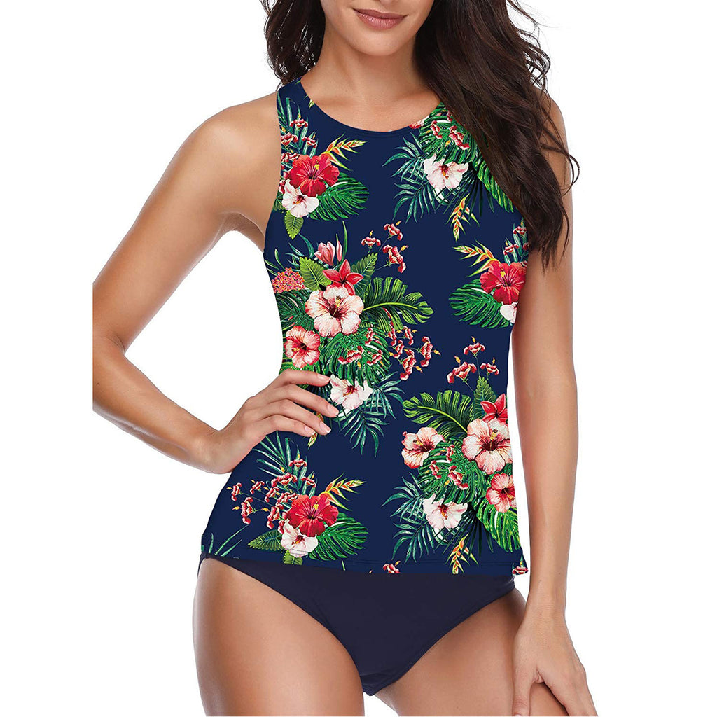 WW | Hochgeschlossenes Halter Scoop Back Tankini Mit Shorts