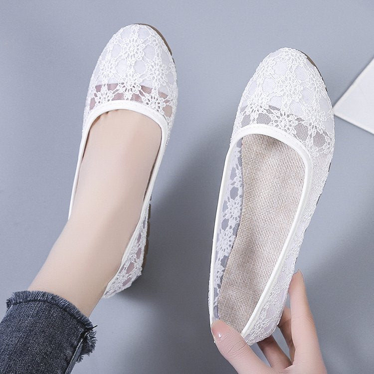Damen elegante Ballerinas aus filigranem Spitzenmaterial W&W Mode