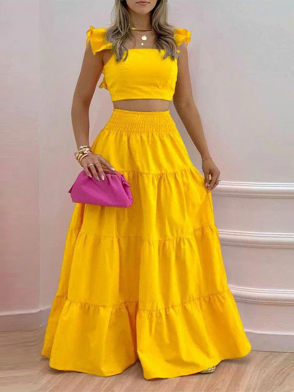 Damen Zweiteiliges Sommer-Outfit mit Volants WW