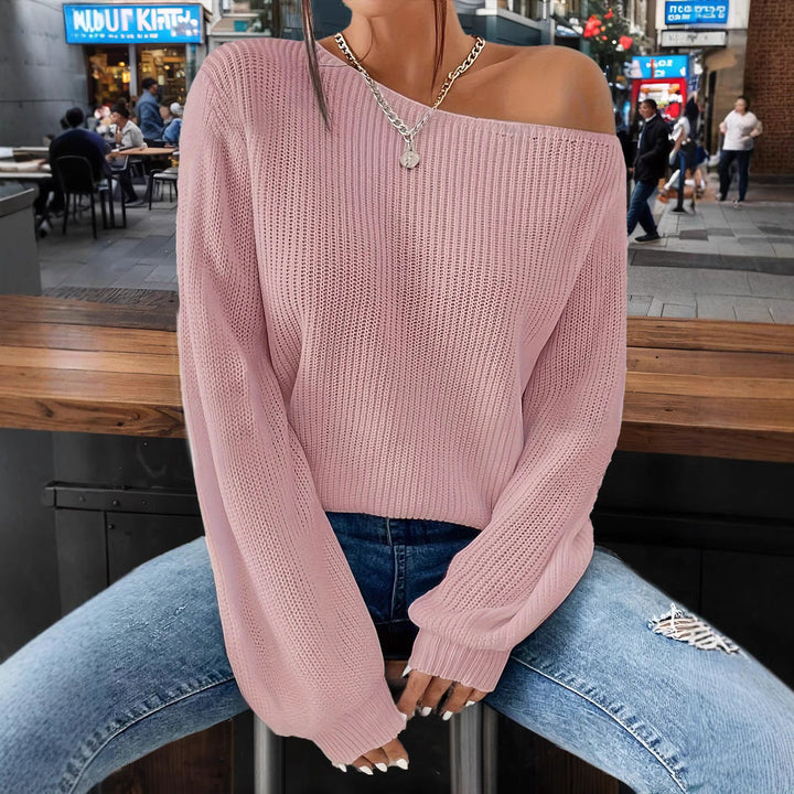 Damen lässiges Oversized Sweatshirt mit Off-Shoulder-Ausschnitt W&W Mode