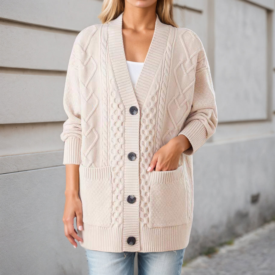 Damen Strickjacke mit Struktur und praktischen Taschen WW