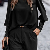 Damen Bluse mit eleganten Puffärmeln und fließendem Stoff WW