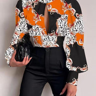 Damen modische Bluse mit grafischem Design WW