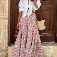 Damen Maxirock mit floralen Mustern und voluminösem Schnitt WW