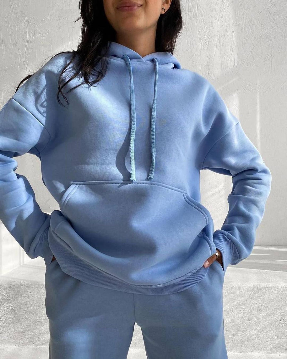 Damen bequemer Kapuzenpullover aus weichem Baumwollmix WW