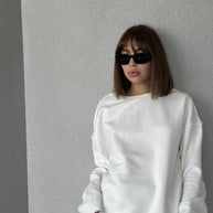 Damen lässiger Oversized Pullover aus weichem Baumwollmix WW