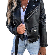 WW-PU-Ledermantel Kurzer Reißverschluss-Jacke