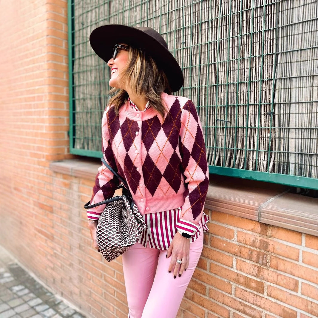 Damen Strickjacke im eleganten Argyle-Muster WW