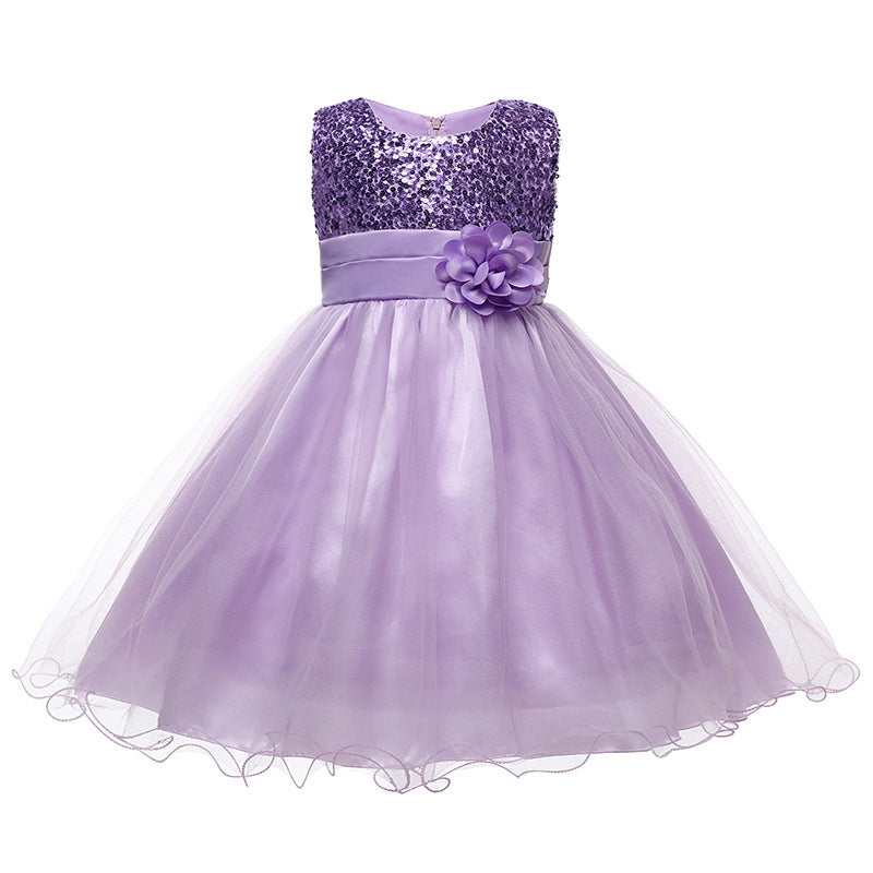 Mädchen Festliches Tüllkleid mit glitzerndem Oberteil und floraler Applikation WW