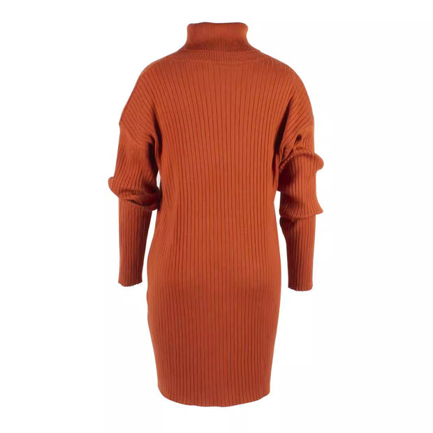 Damen Strickkleid mit hohem Kragen und feinem Rippenmuster WW