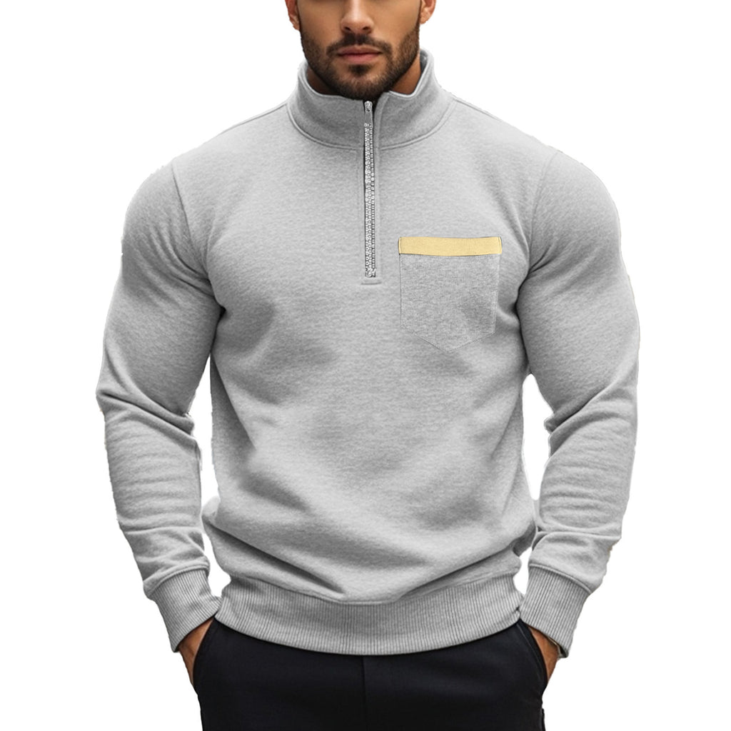 Herren Sweatshirt mit Stehkragen und durchgehendem Reißverschluss WW