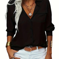 Damen Seidenbluse mit lässigem Schnitt und Taschen WW