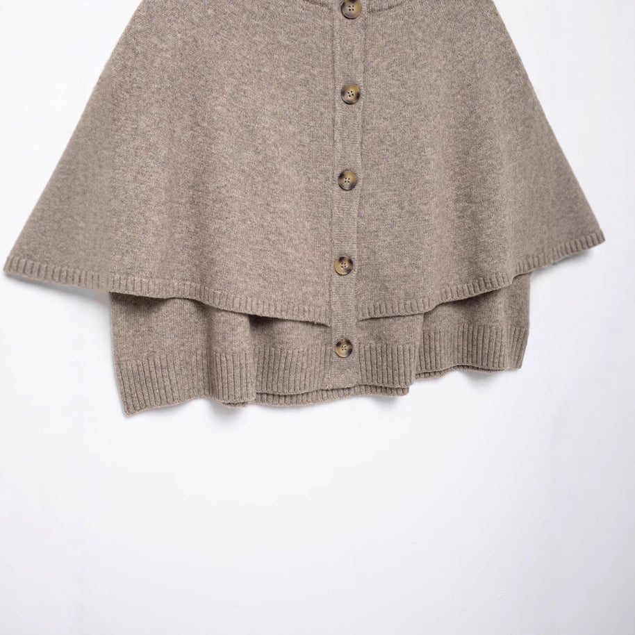 Damen Strick-Cape mit eleganter Knopfleiste WW