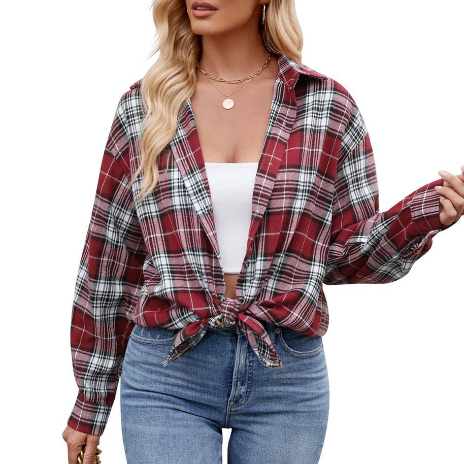 Damen Karierte Oversized Hemdbluse WW