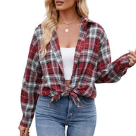 Damen Karierte Oversized Hemdbluse WW