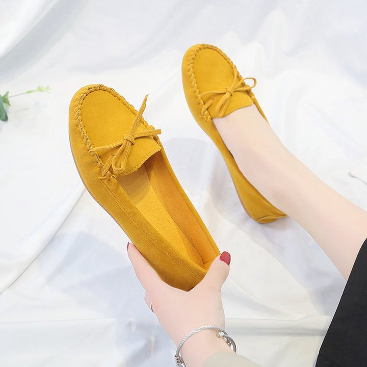 Damen Mokassins mit eleganter Ziernaht und weichem Veloursleder W&W Mode