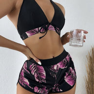Damen Bikini-Set mit raffiniertem Wickeloberteil und bequemen Shorts WW