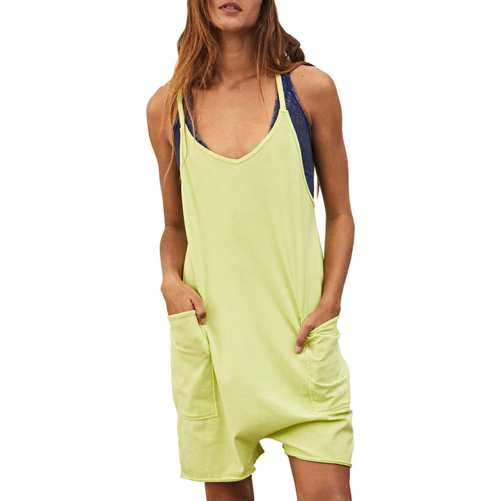 Damen komfortabler Overall mit tiefem Ausschnitt und praktischen Taschen W&W Mode