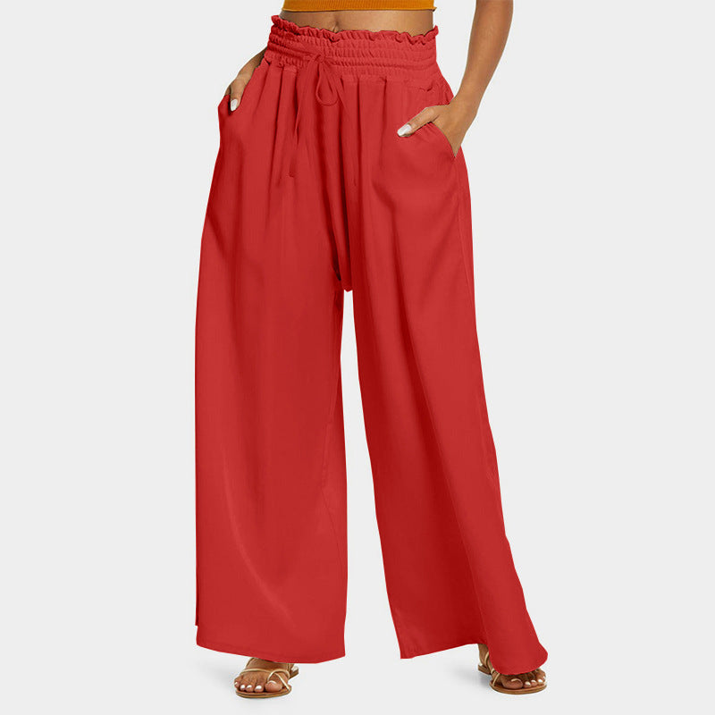 Damen Weit geschnittene Hose mit elastischem Bund und praktischen Taschen WW