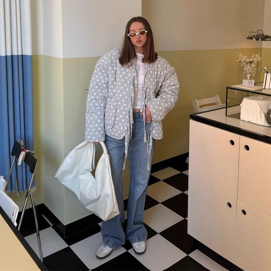 Damen Steppjacke mit großflächigen Punkten und lockerer Passform WW