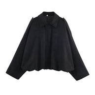 Damen lässige cropped Blousonjacke mit modernem Stehkragen und eleganten Schulterdetails WW