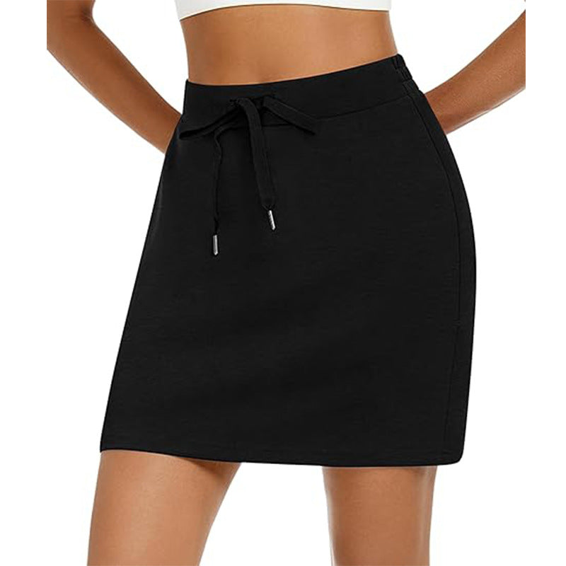 Damen sportlicher Minirock mit verstellbarem Kordelzug und seitlichen Taschen WW
