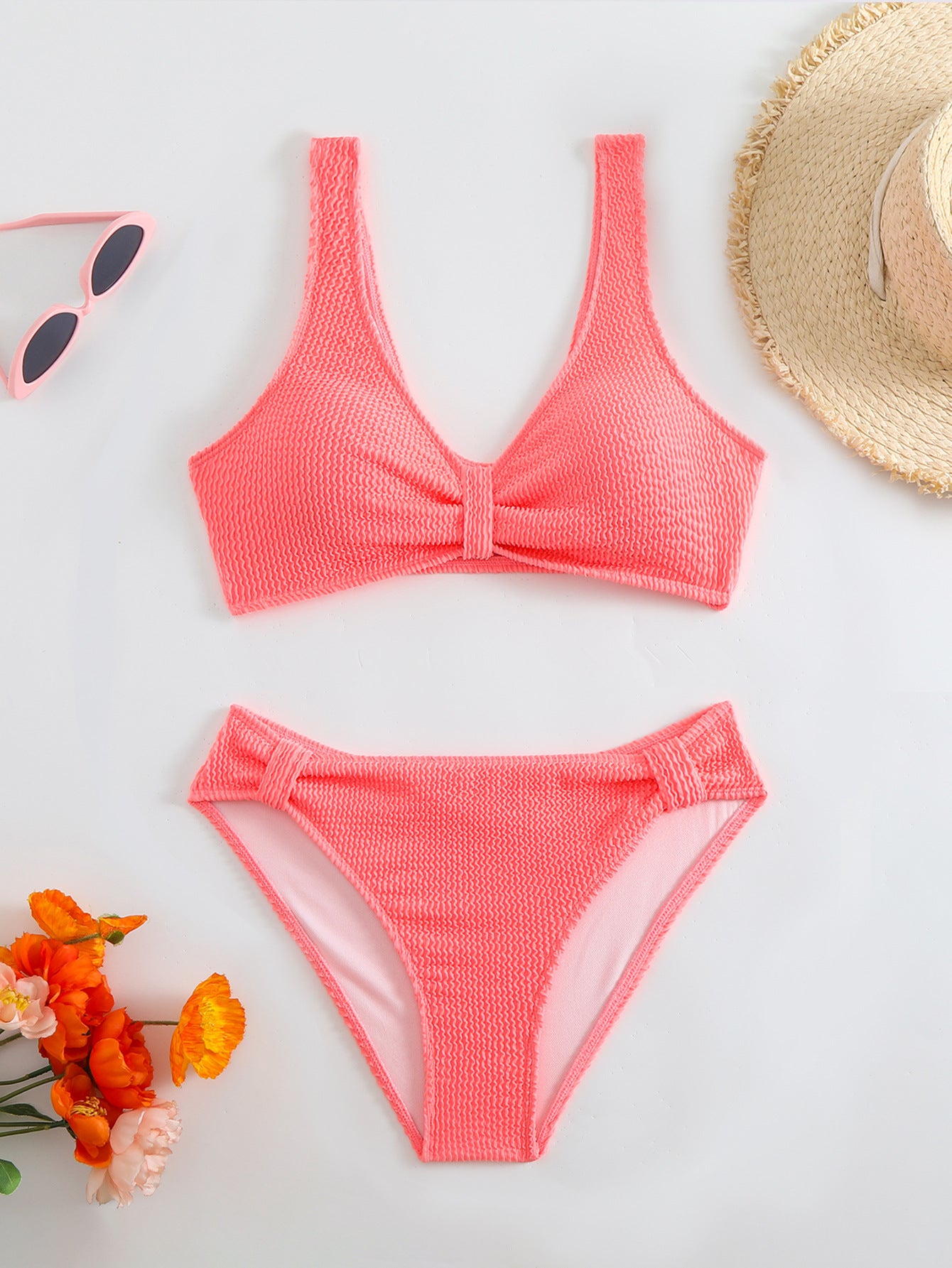 Damen Bikini mit strukturiertem Oberteil und hoher Taille WW