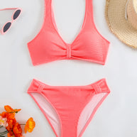 Damen Bikini mit strukturiertem Oberteil und hoher Taille WW