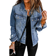 Damen Denim-Jacke mit lässigem Schnitt und funktionalen Taschen WW