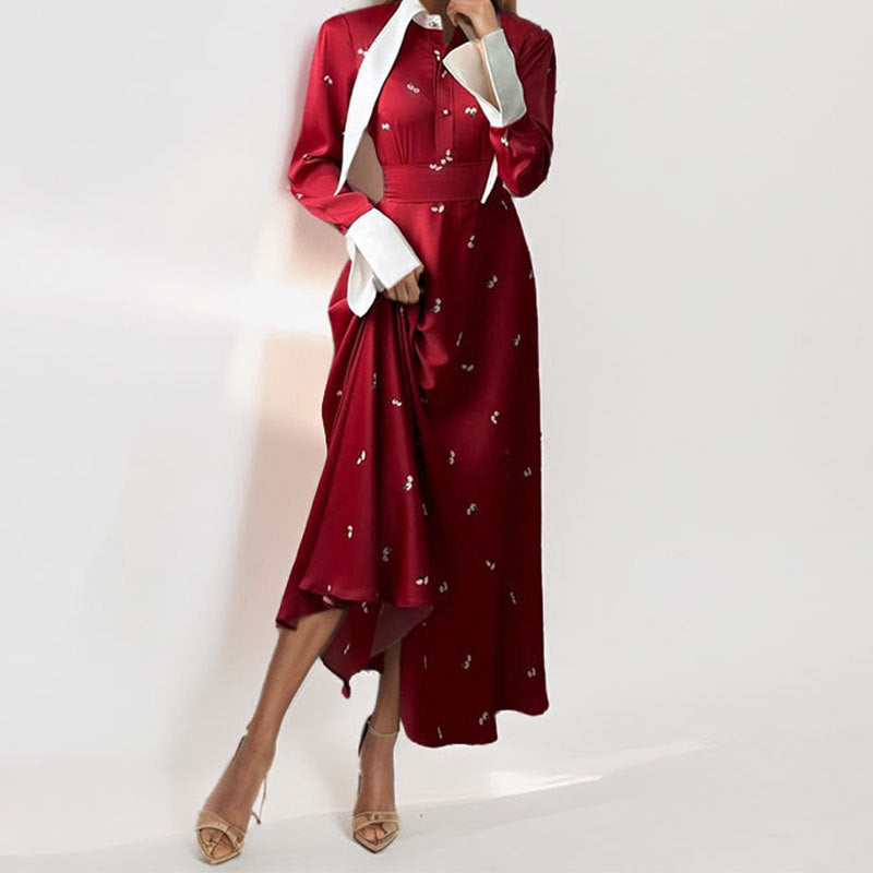 Damen Maxikleid mit elegantem floralen Muster und tiefem V-Ausschnitt W&W Mode