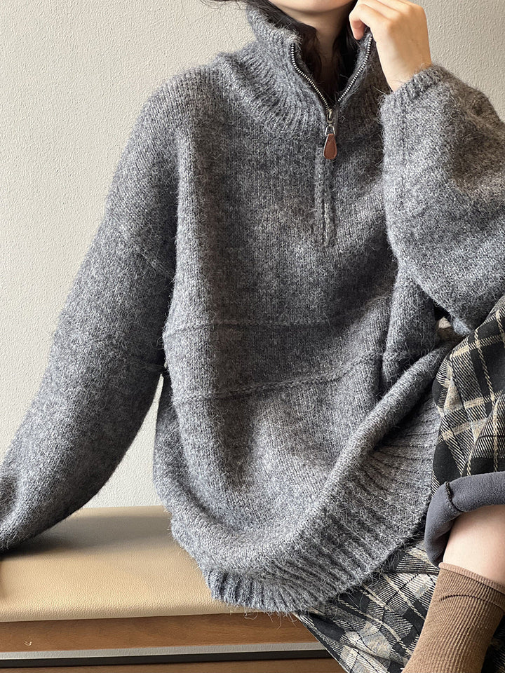 W&W Mode Soft Touch Halzip-Pullover mit Stehkragen