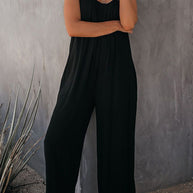 Damen lässiger Jumpsuit mit dekorativen Trägern und leichtem, fließendem Stoff WW