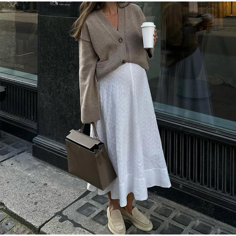 Damen Strickjacke mit eleganter Schnittführung und oversized Ärmeln WW