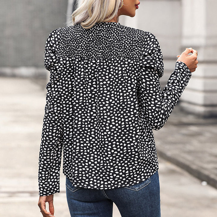 Damen Bluse mit Puffärmeln und modernem Herzmotiv W&W Mode