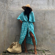 Damen Relaxed Fit Bindeband Strandkleid WW