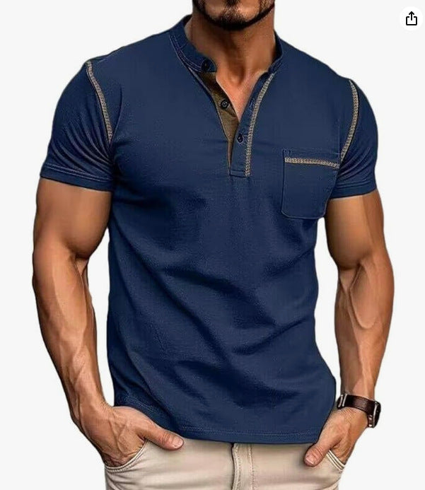 Herren Poloshirt mit modischem Kragen und Brusttasche WW
