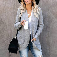 Damen Strickjacke mit offenem Schnitt und seitlichen Taschen WW