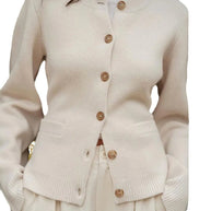 Damen Strickjacke mit eleganten Knöpfen und modernen Taschen WW