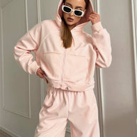 Damen sportliches Freizeitjacken- und Hosen-Set mit trendy Schnitt und elastischem Bund WW
