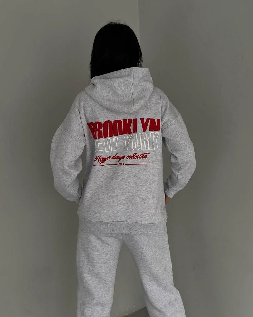 Damen lässiger Fleece-Hoodie und Jogginghose Set mit praktischem Kordelzug und hochwertiger Baumwollmischung WW