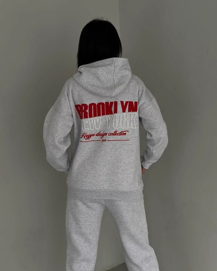 Damen lässiger Fleece-Hoodie und Jogginghose Set mit praktischem Kordelzug und hochwertiger Baumwollmischung WW