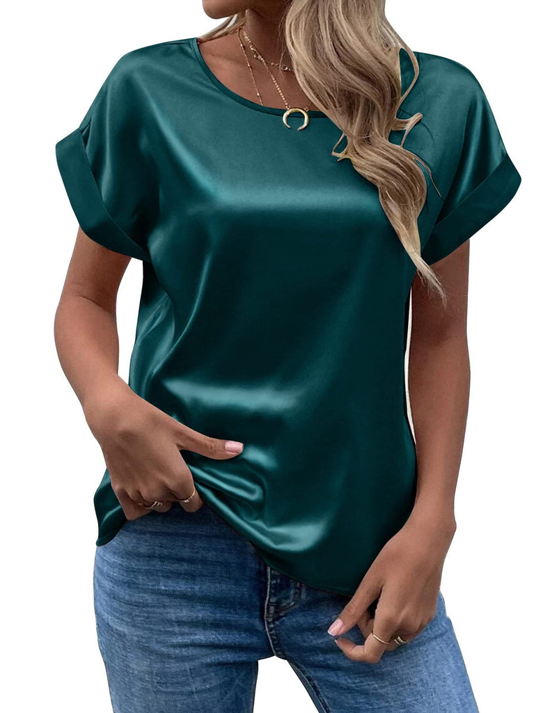 Damen Seidenshirt mit lässigem Schnitt und umgeschlagenen Ärmeln WW