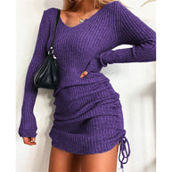 Damen Strickkleid mit figurbetontem Schnitt und Raffungen WW