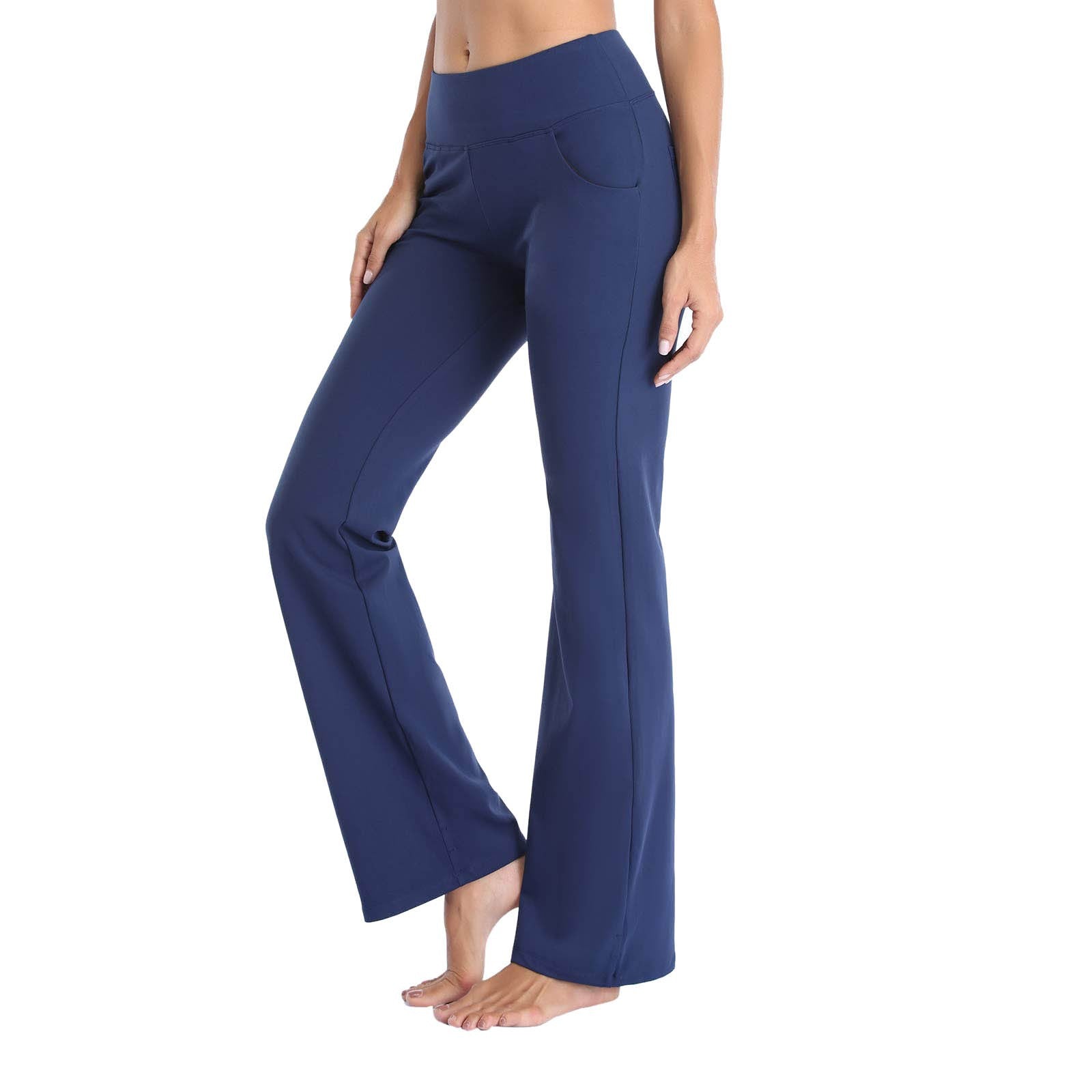 Damen Bequeme Bootcut-Hose mit elastischem Bund und funktionalen Taschen WW