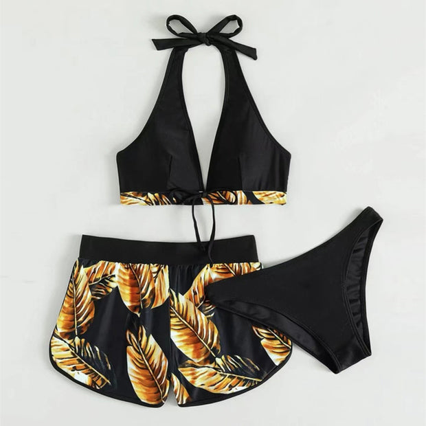 Damen Bikini-Set mit raffiniertem Wickeloberteil und bequemen Shorts WW
